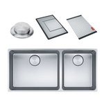 Franke Mythos 500/340mm and 1 and 1/2 Bowl Right 3 Way Installation Sink with Accessories MYX220-5034FPCSBR hero image