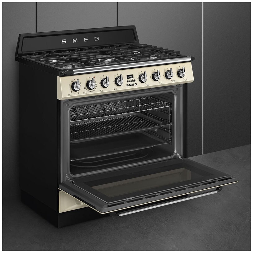 Smeg Complect Smeg 90cm Victoria Dual Fuel Cream Freestanding Oven TRA90GMP ...