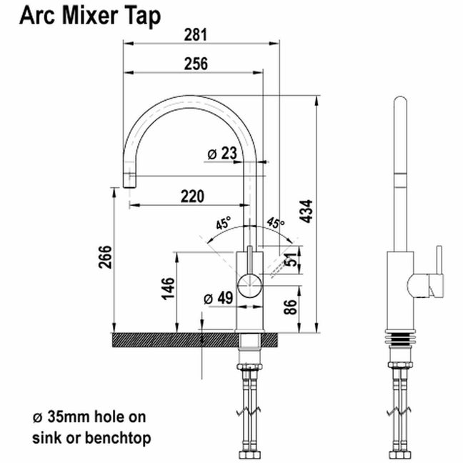 Zip Arc Kitchen Mixer Tap Gunmetal 94302 | Appliances Online