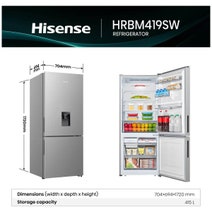 Hisense 415L Bottom Mount Fridge with Water Dispenser Stainless Steel HRBM419SW hero image