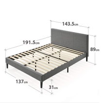 Zinus Liam Classic Home Double Upholstered Fabric Bed Base Dark Grey AU-FPPPDG-12D hero image