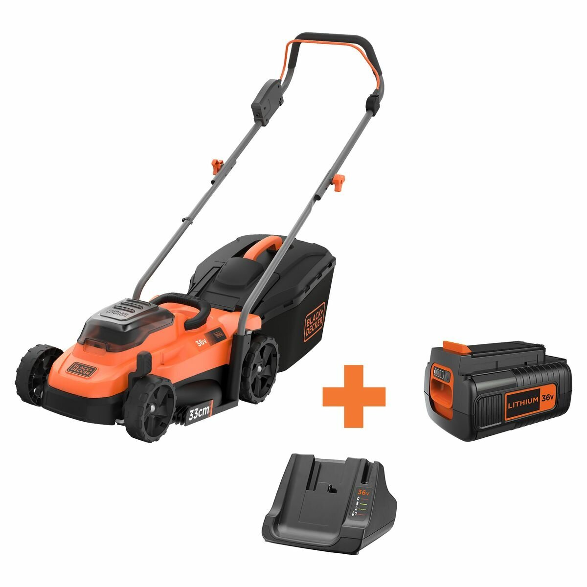 Black Decker 36V Lithium 38cm Lawn Mower BCMW3336L1 XE