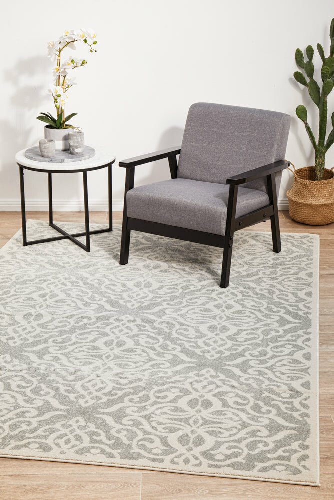 Rug Culture Chrome Large Silver & Off White Rug 290X200CM - CRO-LYD-SIL-290X200 hero image