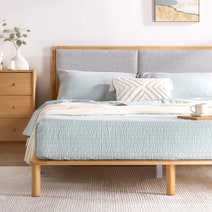 Zinus Arden Queen Bamboo Wood Bed Frame with Upholstered Headboard AU-FPWNH8ZC-08Q hero image