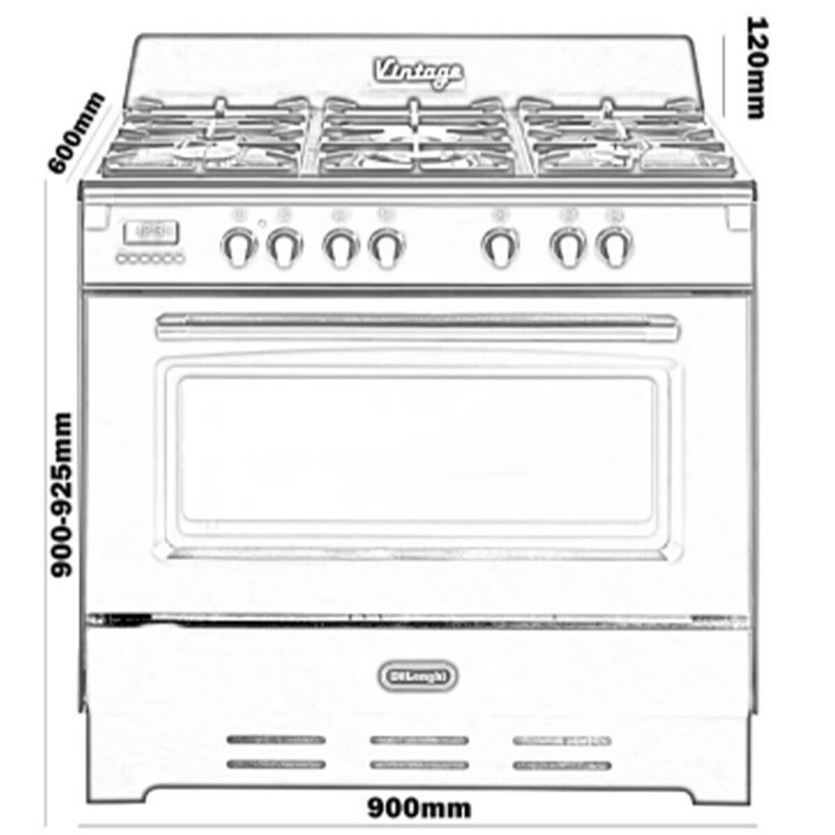 DeLonghi 90cm Freestanding Dual Fuel Oven Black DEFV908BK