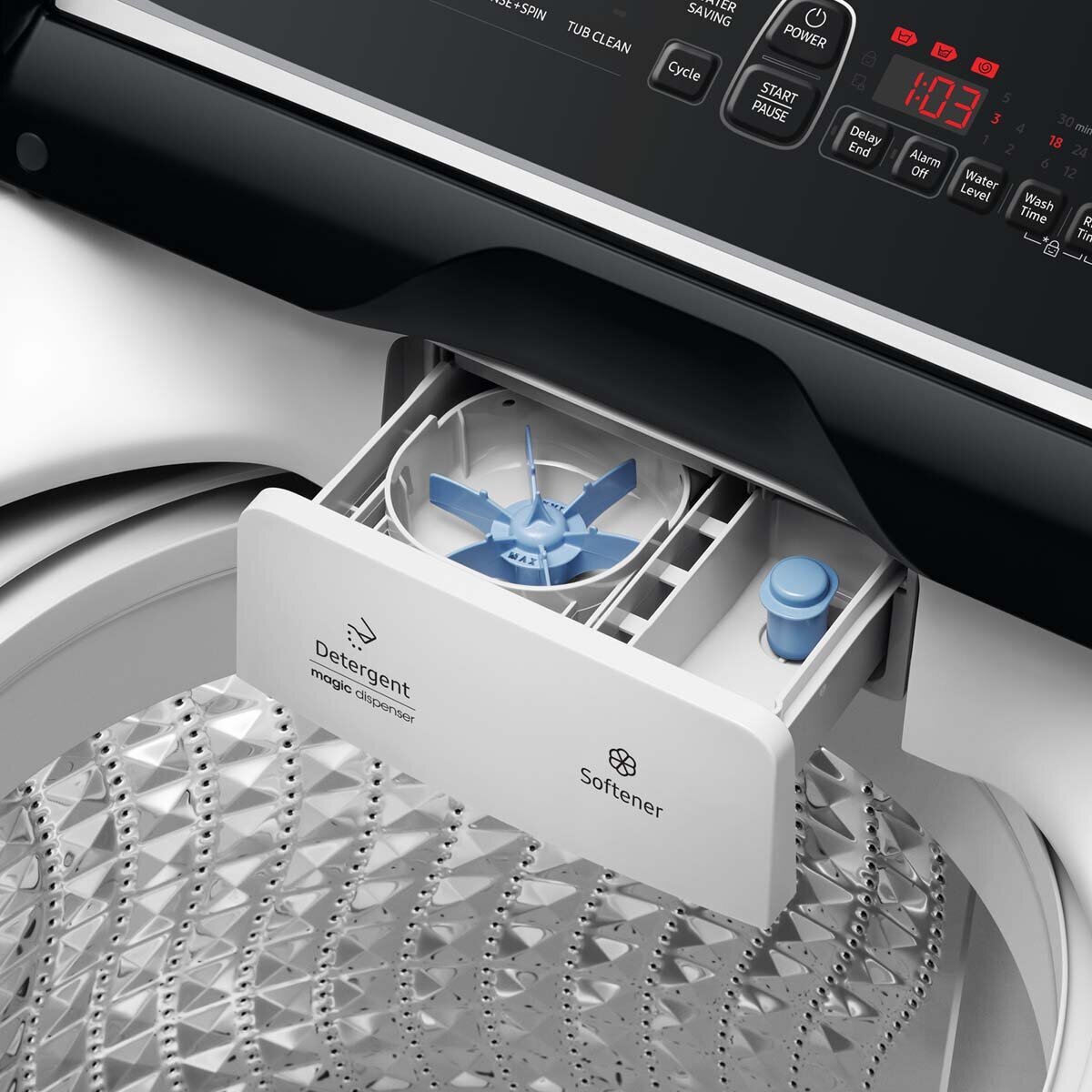 Samsung 9kg Top Load Washing Machine WA90T6250BW hero image