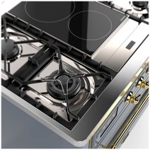 Ilve Majestic 90cm Freestanding Dual Fuel Oven with TFT Control Blue Grey/Brass M09IDNE3-BGG hero image