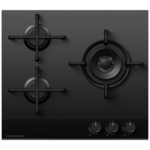 Fisher & Paykel Series 9 60cm Three Burner Natural Gas Cooktop Black Glass CG603DNGGB4 hero image