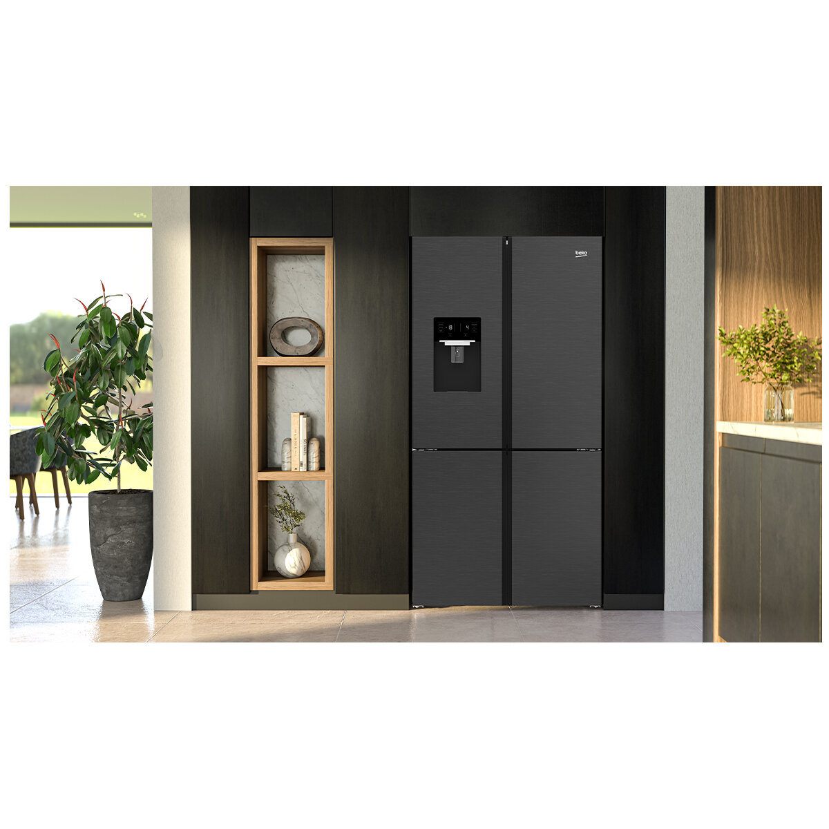 Beko 569L French Door Refrigerator with Water Dispenser and Automatic Ice Maker Dark Stainless Steel BFR569DDX hero image