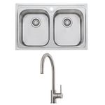 Oliveri Diaz Double Bowl Sink and Venice Brushed Nickel Pull Out Tap Pack VE520FBN-PDZ23TU hero image