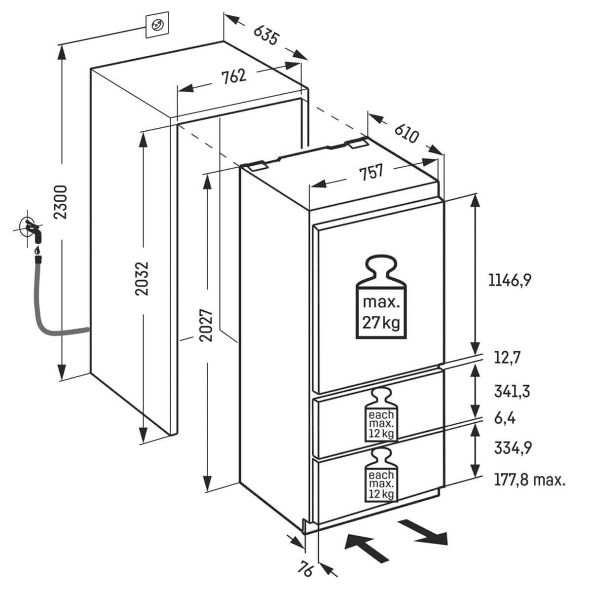 Liebherr 402L Integrated Bottom Mount Fridge Right Hinge ECBN7870RH hero image
