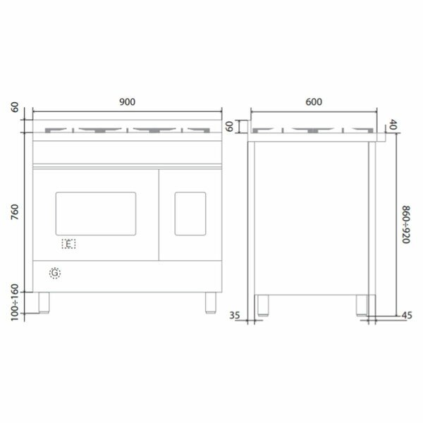 ILVE Professional Plus Series 90cm Induction Double Oven with Milano Knobs PDI09WE3BK hero image