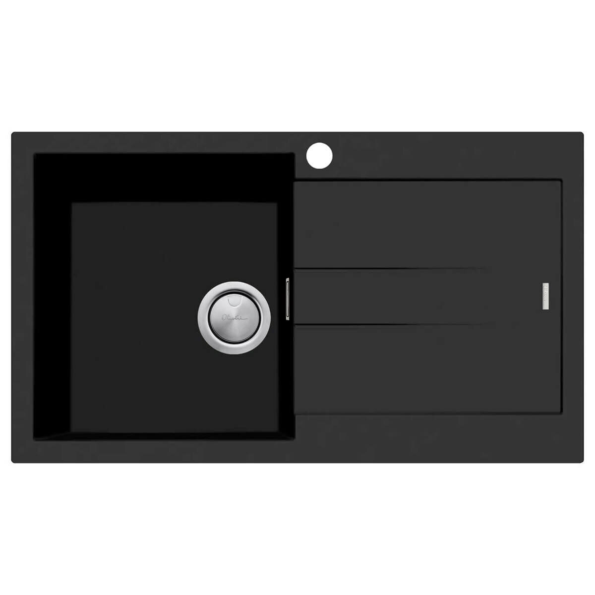 Oliveri Santorini Single Bowl Topmount Sink with Right Hand Drainer Matte Black ST-MB1521-OF hero image