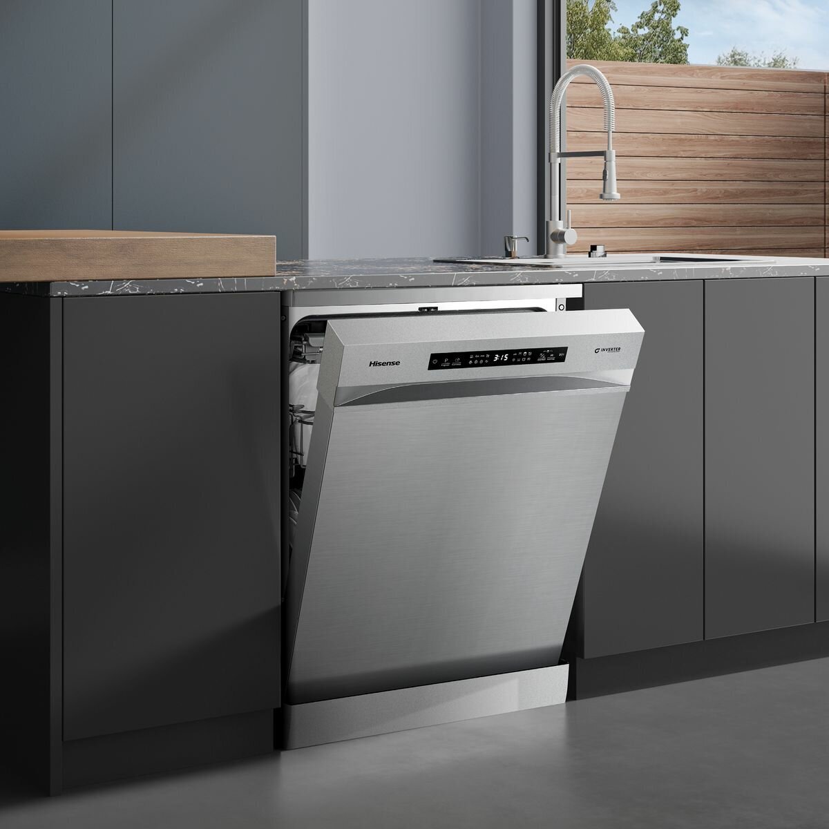 Hisense 60cm Freestanding Stainless Steel Dishwasher HSCM15FS hero image