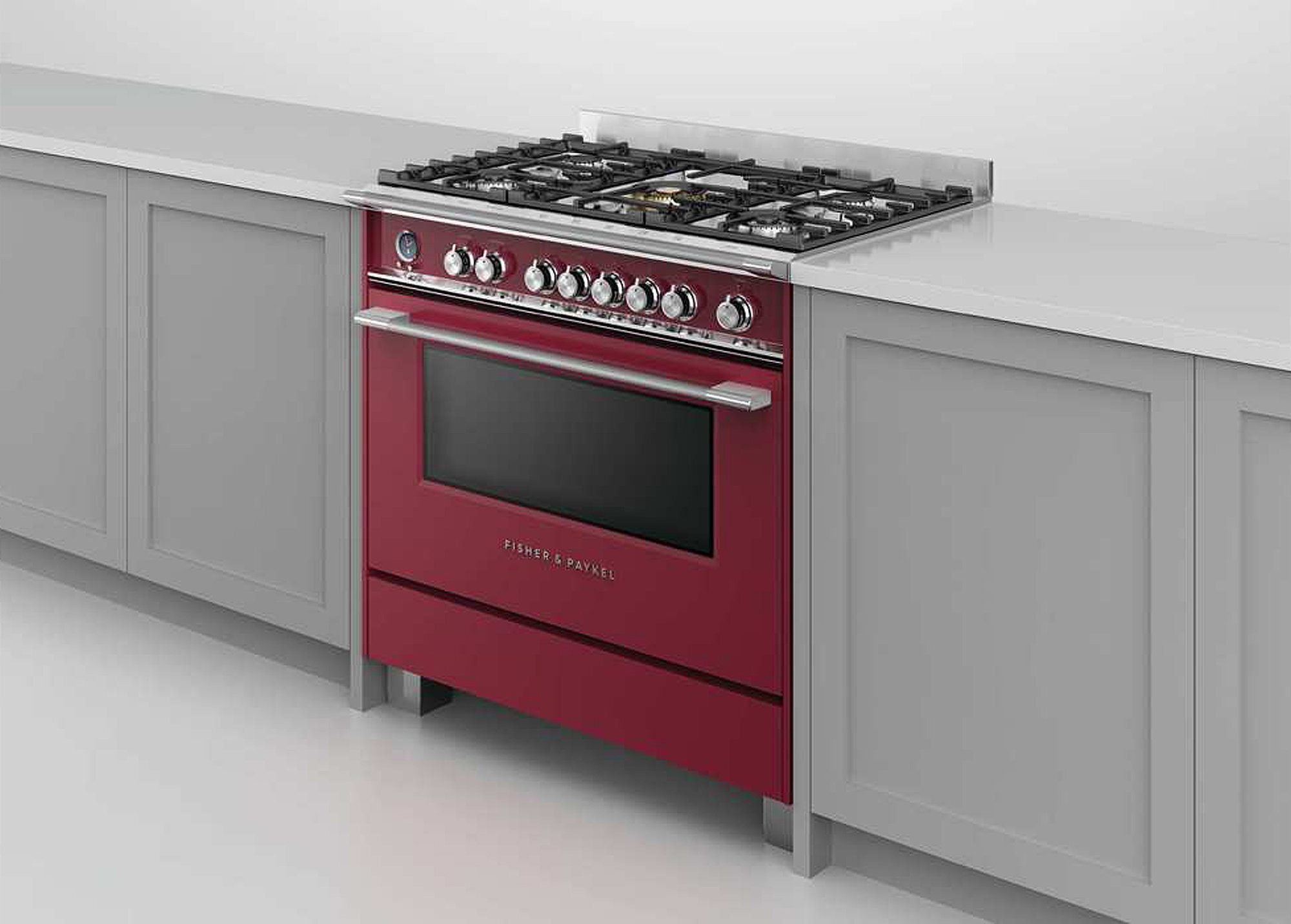 Fisher & Paykel Series 9 90cm Classic Freestanding Dual Fuel Pyrolytic Cooker Red OR90SCG6R1 hero image