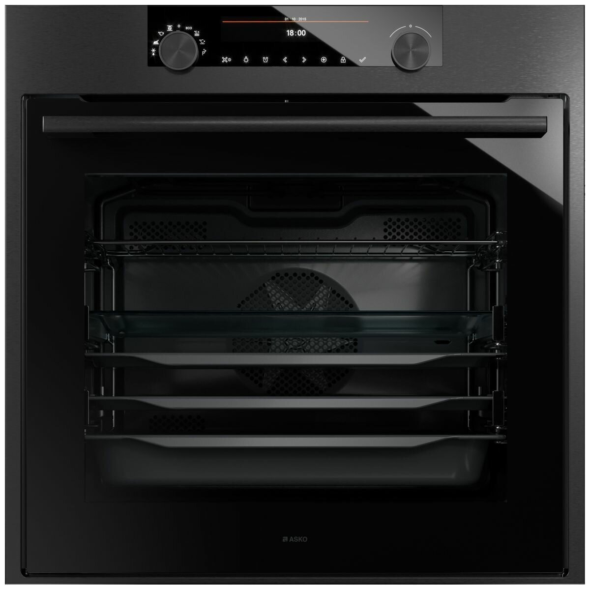 ASKO 60cm Pyrolytic Craft Built-In Oven Black Steel OP8687B hero image
