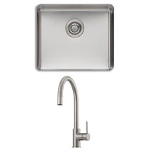 Oliveri Sonetto Single Bowl Sink and Venice Brushed Nickel Pull Out Tap Pack VE520FBN-PSN1050U hero image