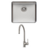 Oliveri Sonetto Single Bowl Sink and Venice Brushed Nickel Pull Out Tap Pack VE520FBN-PSN1050U image NaN
