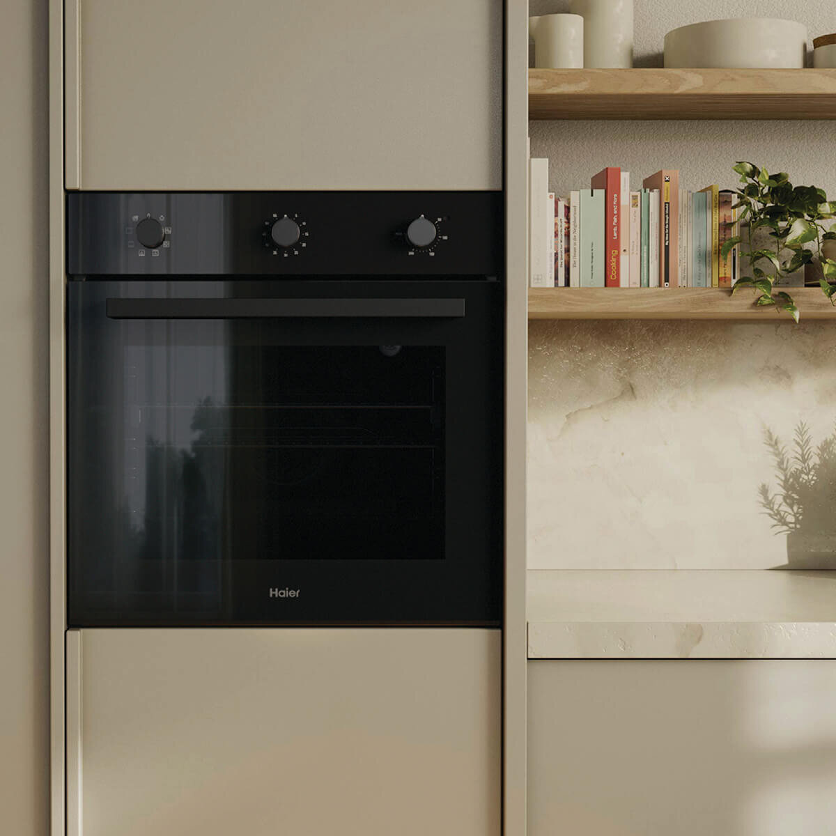 Haier 60cm 300 Series 7 Function Built-in Convection Oven Black HWO60S7MB5 hero image