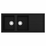 Artusi Granitek Series Double Bowl Sink with Drainer Black AGS1162B hero image