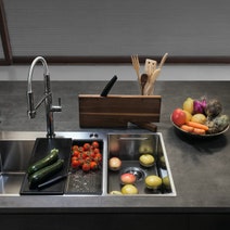 Franke Box Centre Double Bowl Sink with Small Bowl Left BWX220-54/27SBL hero image