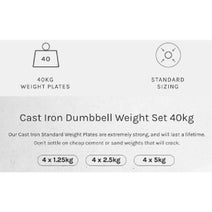Cortex 40KG Cast Iron Dumbbell Weight Set (Standard) CSST-WPSCISET-C hero image