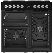Beko 90cm Multifunction Dual Fuel Black Freestanding Oven BRC916GMB hero image