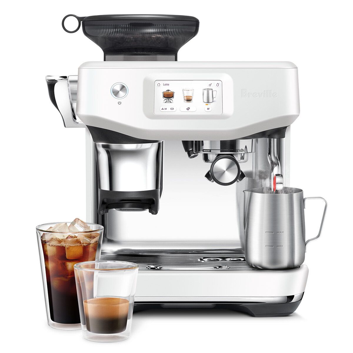 Breville the Barista Touch Impress Espresso Machine Sea Salt BES881SST hero image