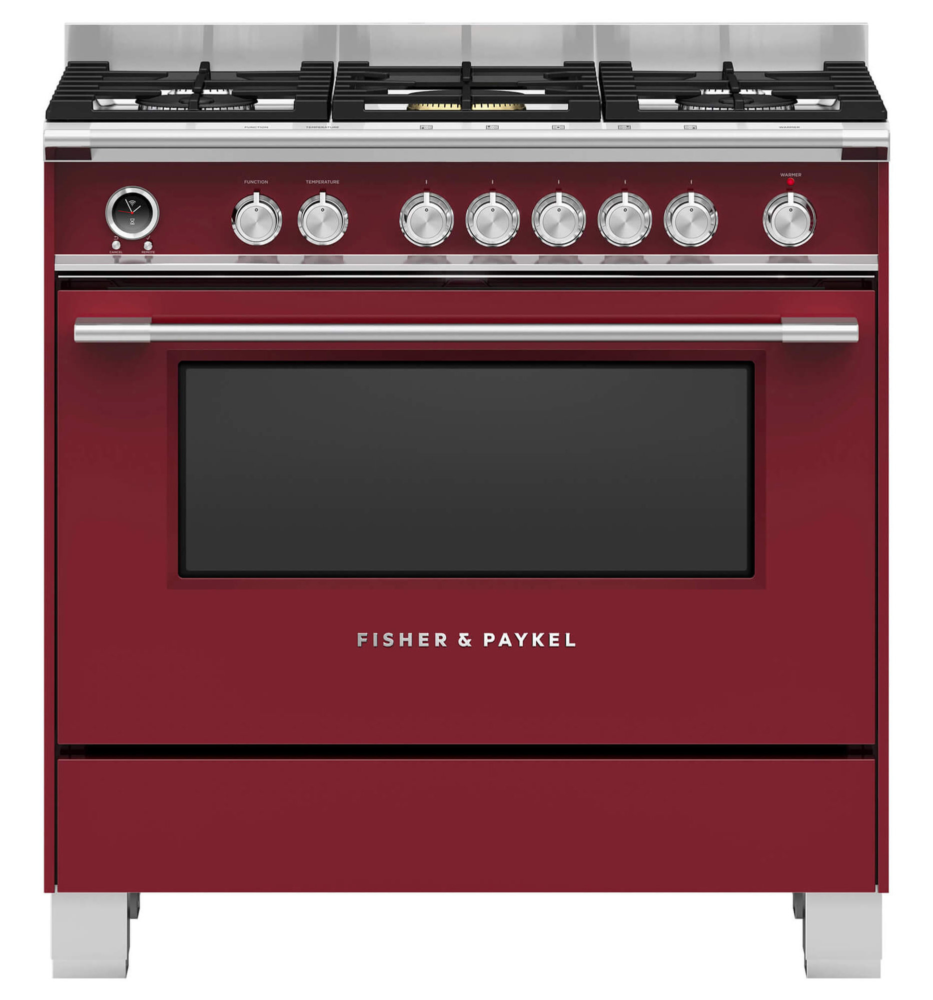 Fisher & Paykel Series 9 90cm Classic Freestanding Dual Fuel Pyrolytic Cooker Red OR90SCG6R1 hero image