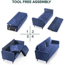 Zinus 3 Seater Sofa Mid-Century Velvet Couch Benton - Navy Blue AU-USSBTF-3NV hero image
