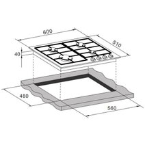 Trinity 60cm Gas Cooktop 4 Burners Black Glass TRG604BK hero image