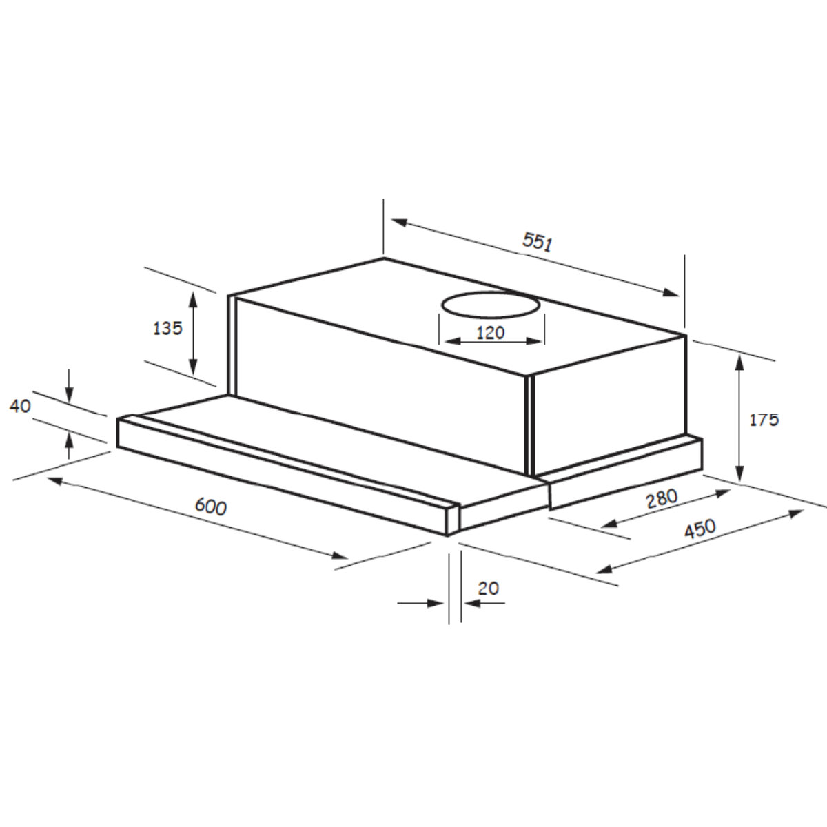 Arc 60cm Stainless Steel Slideout Rangehood RS6S  hero image