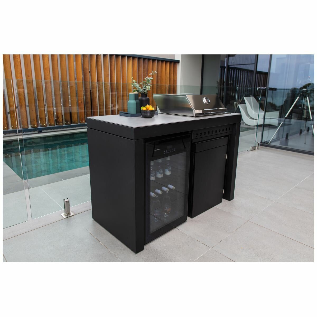 Artusi 1400mm Ferro Outdoor Kitchen with Cosmopolitana Grey Stone Top QAP14FG-CG hero image