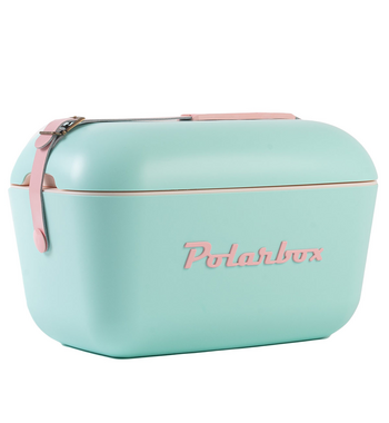 Polarbox Pop 12L Cooler Cyan with Rose Logo and Strap PLBP12CR