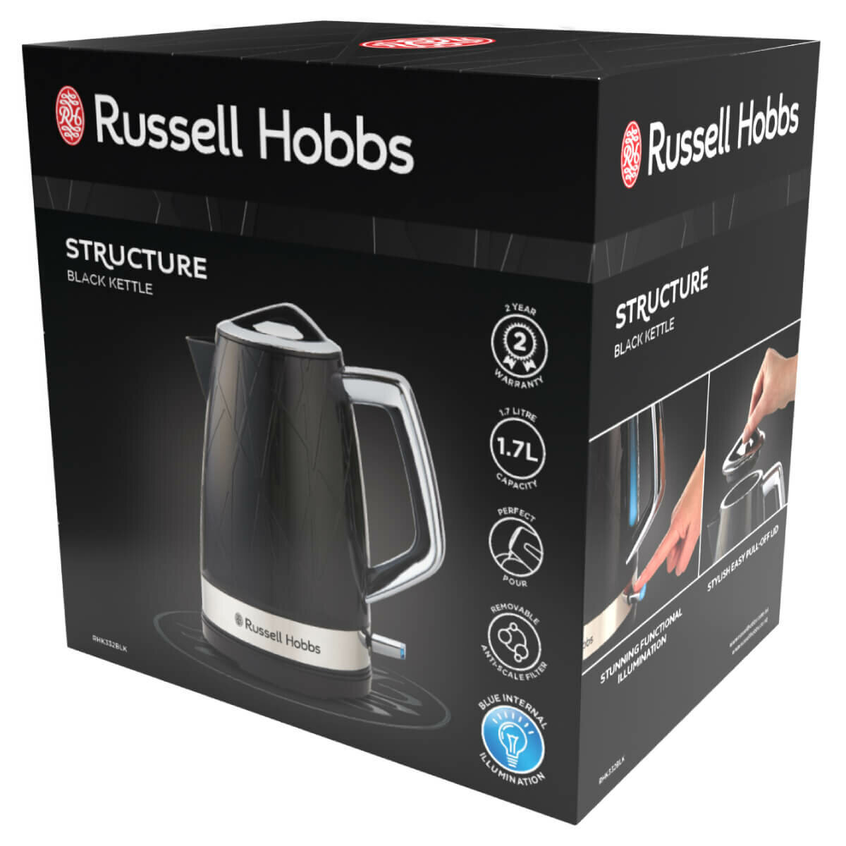 Russell Hobbs Structure Kettle Black RHK332BLK hero image