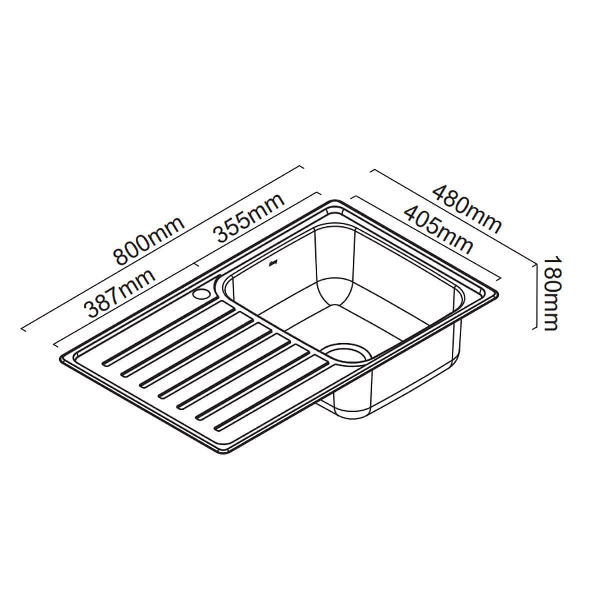 Abey EC Single Right Bowl Sink with Drainer EC100R hero image