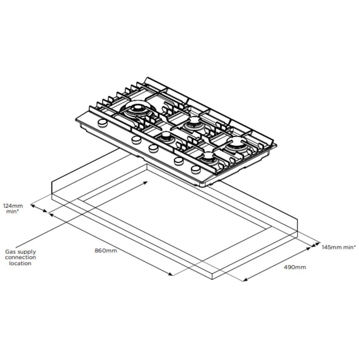 Westinghouse 90cm 5 Burner Gas Cooktop WHG959BD image 9