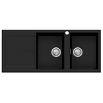 Oliveri Santorini Double Bowl Topmount Sink with Left Hand Drainer Matte Black ST-MB1517-OF hero image