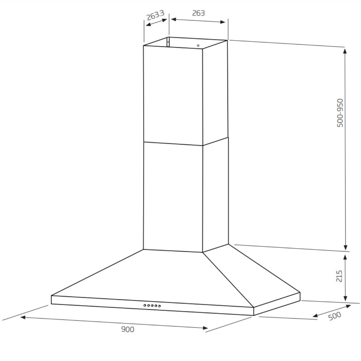 Schweigen 90cm Wallmount Canopy Rangehood Matte Black TRI-900B hero image