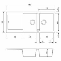 Oliveri Santorini Black Double Bowl Topmount Sink With Drainer ST-BL1515 hero image