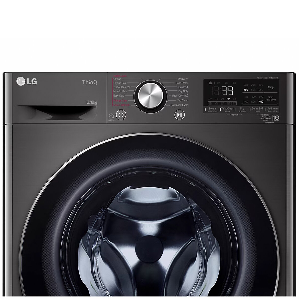 Lg series 9 12kg front load shop washing machine with turbo clean 360