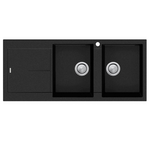 Oliveri Santorini Double Bowl Topmount Sink with Right Hand Drainer Black ST-BL1515-RHB hero image