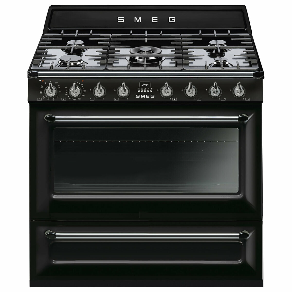 Black 900mm freestanding oven outlet
