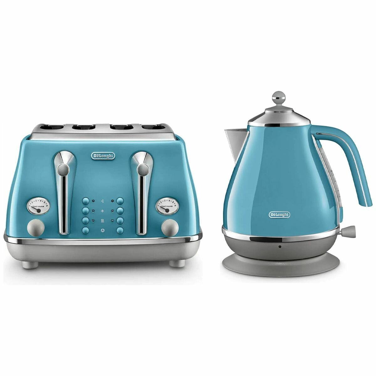 DeLonghi Icona Capitals Kettle and Four Slice Toaster Breakfast Pack CTOC4003AZKBOC2001AZ