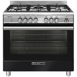 GlemGas 90cm Matte Black Natural Gas Freestanding Oven with Electric Grill GA965GGMB hero image
