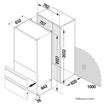 Liebherr 402L Integrated Bottom Mount Fridge ECBN5066RH hero image