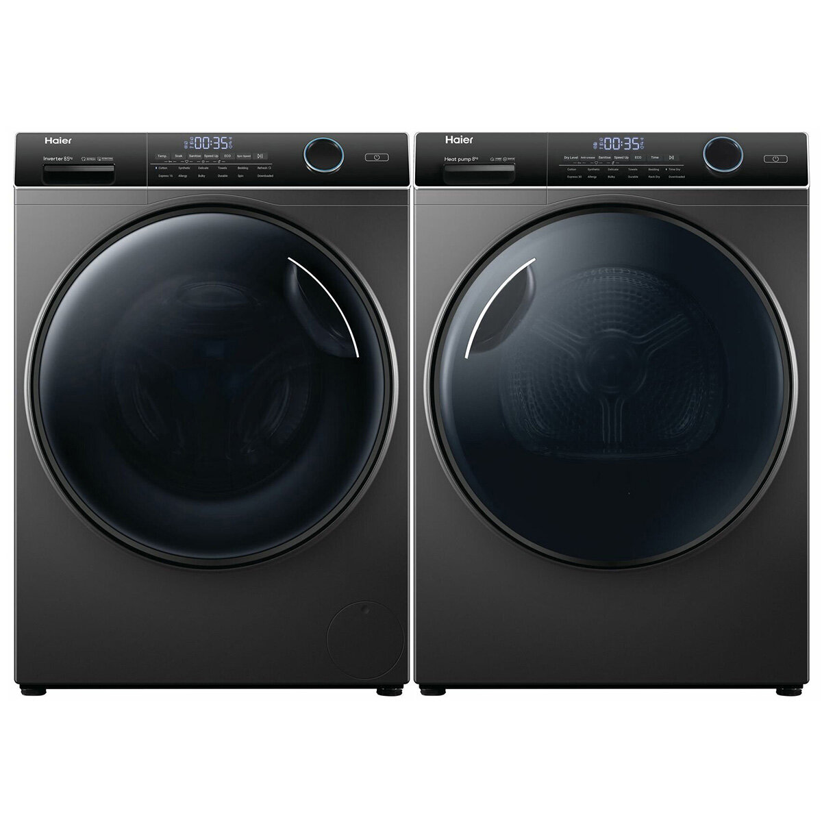 Haier Front Load Washing Machine 8kg Heat Pump Dryer Dark Grey  Laundry Package HWF85ANB1HDHP80ANB1