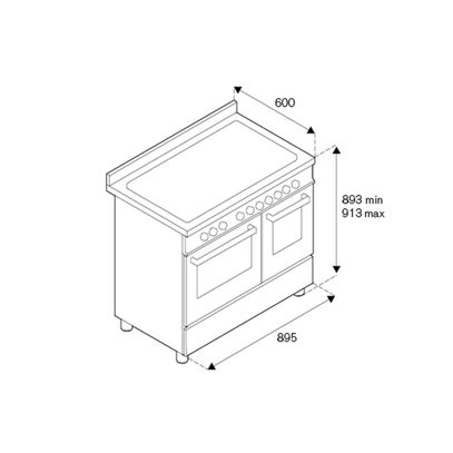 90cm Bertazzoni 90cm Heritage Induction Cream Freestanding Double Oven ...