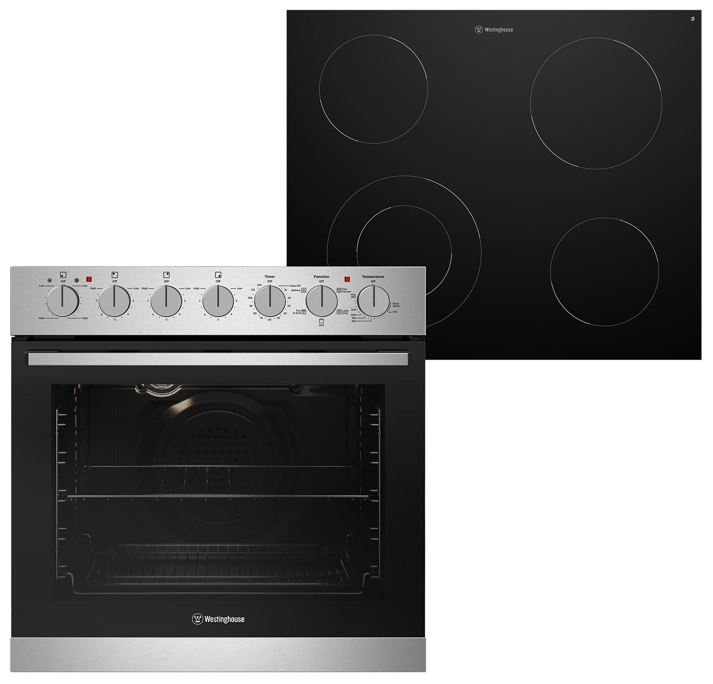 Westinghouse 60cm Electric Oven 60cm Ceramic Cooktop Pack