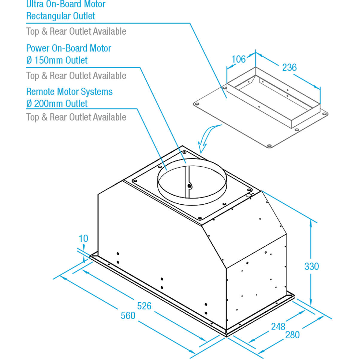 Whispair X3M06S5.EP 60cm Monte Carlo Under Cupboard Rangehood with Pro External Remote Motor hero image